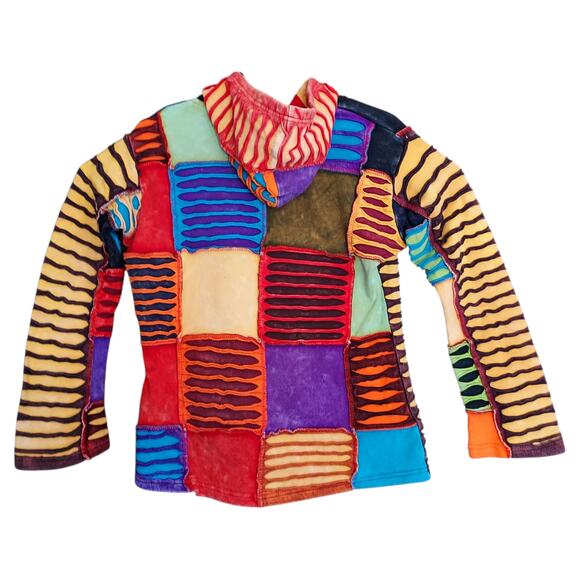 The Collection Royal Multi-Colored Patchwork Boho Hippie Women's Jacket Sz M/L - Picture 2 of 6